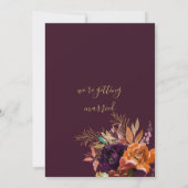 Herfst bordeaux perzik bruin goud roze bloemenbrui kaart (Achterkant)