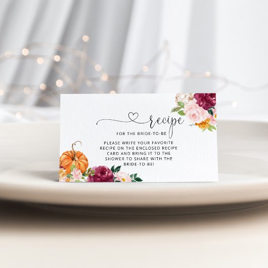 Herfst bordeaux pompoen bruidsrecept informatiekaartje