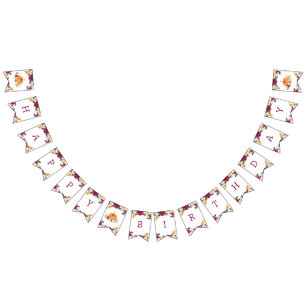 Herfst bordeaux pompoen verjaardagsfeestje bunting vlaggetjes