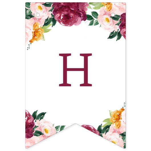 Herfst bordeaux pompoen verjaardagsfeestje bunting vlaggetjes (Tweede vlag)