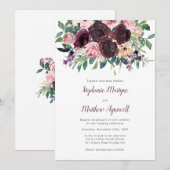 Herfst bordeaux stoffige blush perzik botanische b kaart (Voorkant / Achterkant)