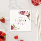 Herfst bordeauxrood bloemendoekjes van baby shower servet (Insitu)