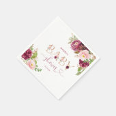 Herfst bordeauxrood bloemendoekjes van baby shower servet (Hoek)