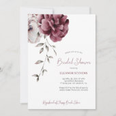 Herfst bordeauxrood bloemig elegant vrijgezellenfe kaart (Voorkant)