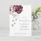 Herfst bordeauxrood bloemig elegant vrijgezellenfe kaart (Staand voorkant)