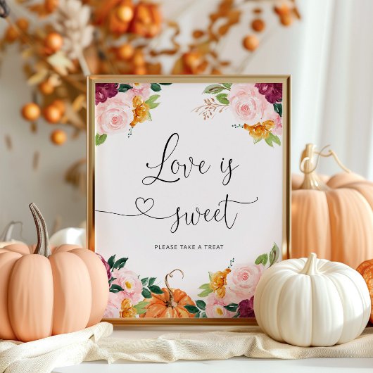Herfst bordeauxrood liefde is zoet neem een trakta poster