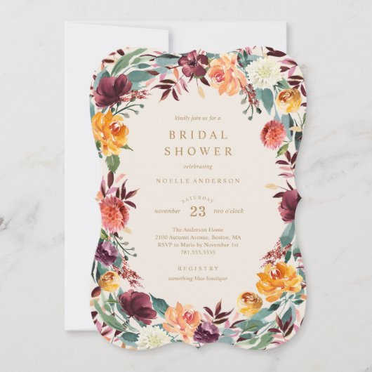 Herfst Border Bridal Shower Invitation Kaart (Voorkant)