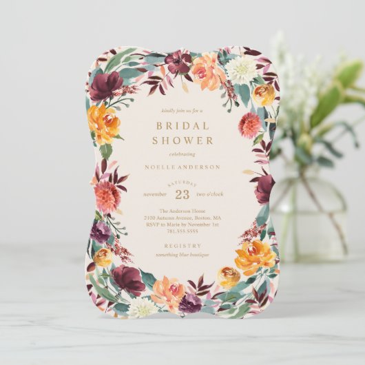 Herfst Border Bridal Shower Invitation Kaart (Staand voorkant)