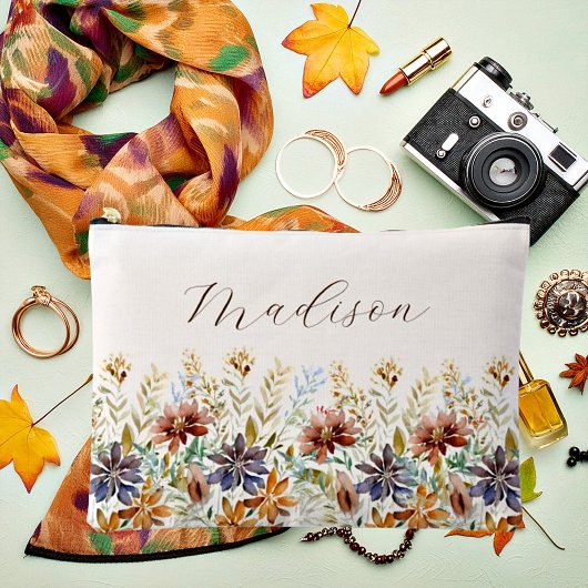 Herfst border met wilde bloemen gepersonaliseerd etui