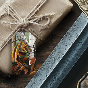 Herfst bos amber draak berken Fantasy Cadeaulabel