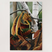 Herfst bos amber draak berken Fantasy Legpuzzel (Verticaal)