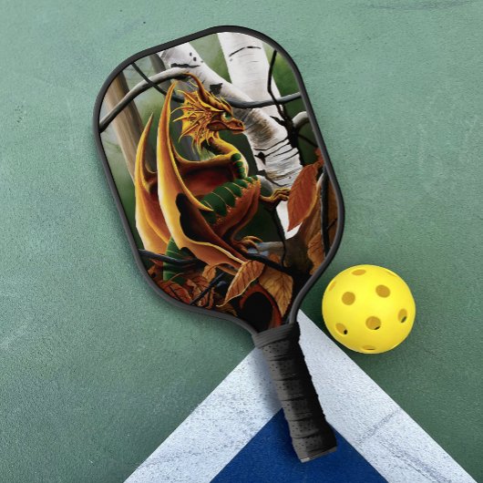 Herfst bos amber draak berken Fantasy Pickleball Paddle