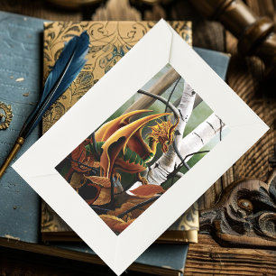 Herfst bos amber draak berken Fantasy Rechthoekige Sticker