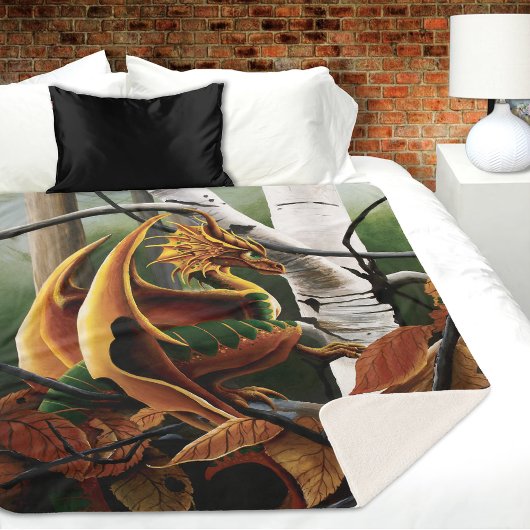 Herfst bos amber draak berken Fantasy Sherpa Deken