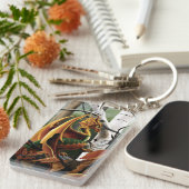 Herfst bos amber draak berken Fantasy Sleutelhanger (Voorkant Rechts)