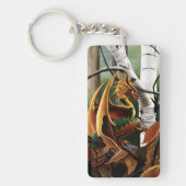 Herfst bos amber draak berken Fantasy Sleutelhanger (Voorkant)