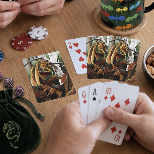 Herfst bos amber draak berken Fantasy Speelkaarten