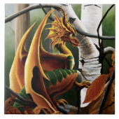 Herfst bos amber draak berken Fantasy Tegeltje (Voorkant)