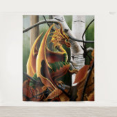 Herfst bos amber draak berken Fantasy Wandkleed (Voorkant)