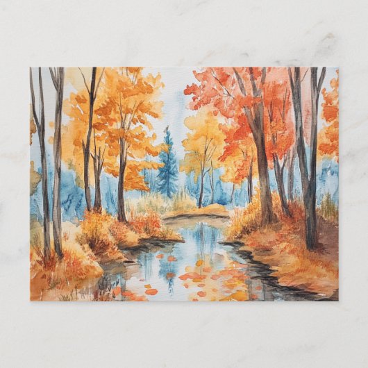 Herfst bos aquarel kunst briefkaart (Voorkant)