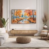 Herfst Bos Aquarel Kunst Poster
