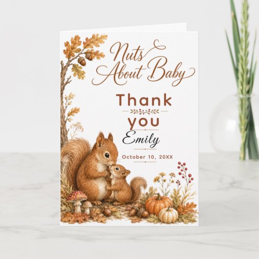 Herfst bos baby shower bedankkaart (Voorkant)