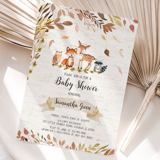 Herfst bos baby shower kaart