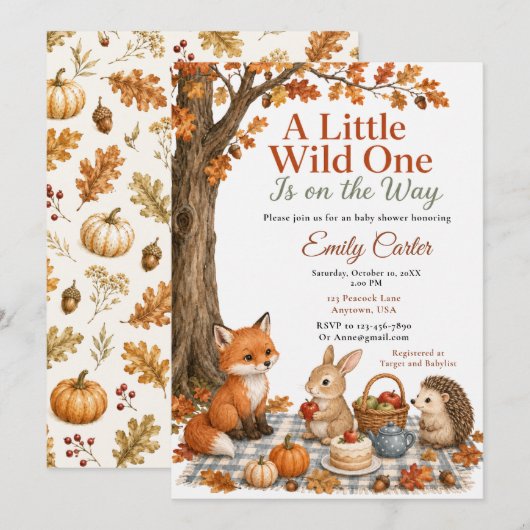 Herfst Bos Baby Shower Kaart (Voorkant / Achterkant)