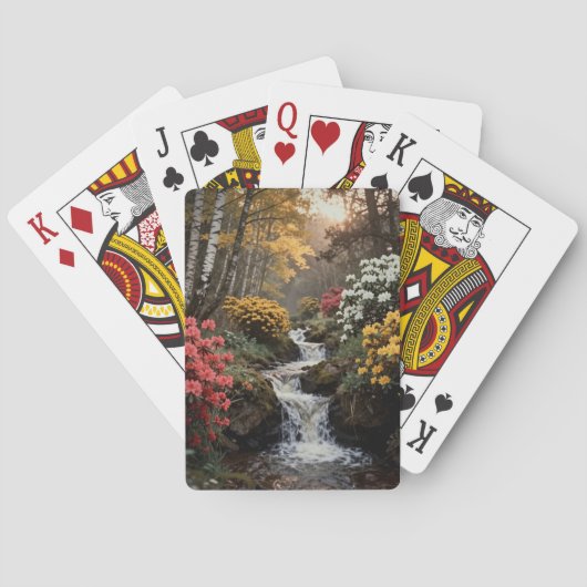 Herfst bos beek landschap pokerkaarten (Achterkant)