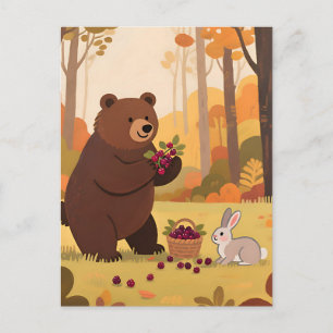 Herfst Bos Beer Konijn Briefkaart