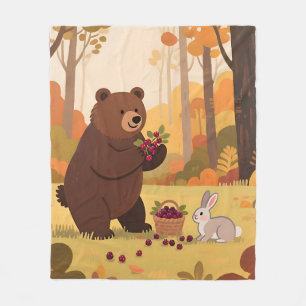 Herfst Bos Beer Konijn Fleece Deken