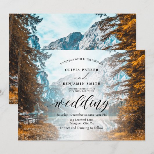 herfst bos berg herfst bruiloft kaart (Voorkant / Achterkant)