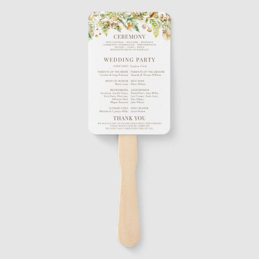 Herfst Bos Bladeren Bloemen Herfst Wedding Program Handwaaier (Achterkant)
