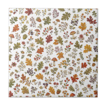 Herfst Bos Bladeren Paddenstoel Bloem Patroon