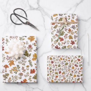 Herfst bos bloem blad paddenstoel patroon inpakpapier vel