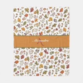 Herfst bos bloem blad paddestoel aangepaste naam fleece deken