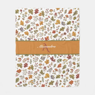 Herfst bos bloem blad paddestoel aangepaste naam fleece deken