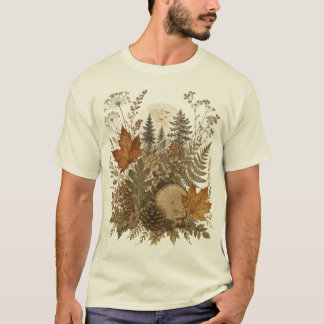 Herfst bos bloemige vintage heren t-shirt