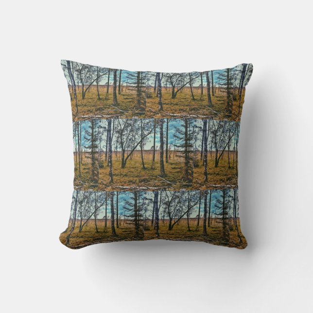 Herfst bos bomen patroon werp kussen cushion (Voorkant)