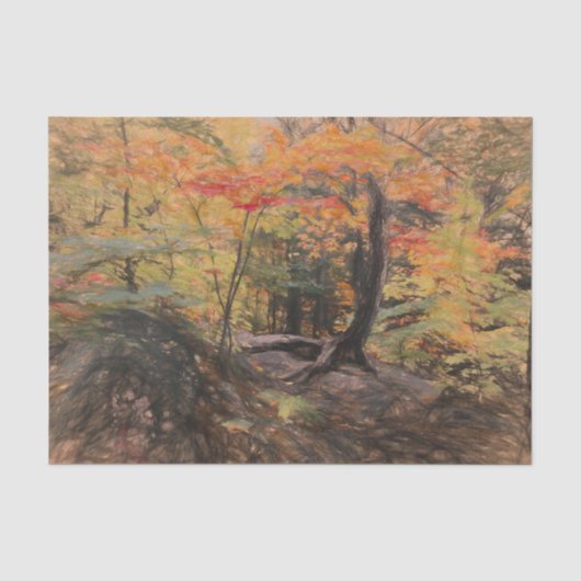 Herfst bos bos gele bomen schets kunst tissuepapier (Voorkant)
