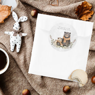 Herfst bos bosbeer babyshower ronde sticker