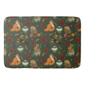 Herfst bos bosdieren groen patroon badmat (Voorkant)