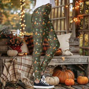 Herfst bos bosdieren groen patroon leggings