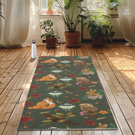 Herfst bos bosdieren groen yogamat