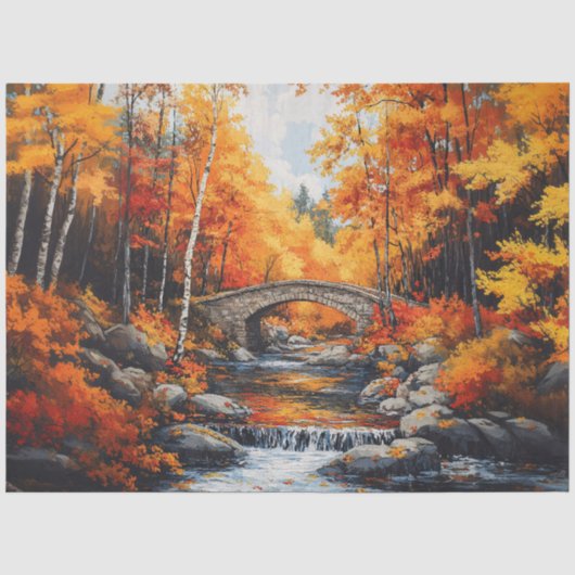 Herfst Bos Brug Tissuepapier (Voorkant)