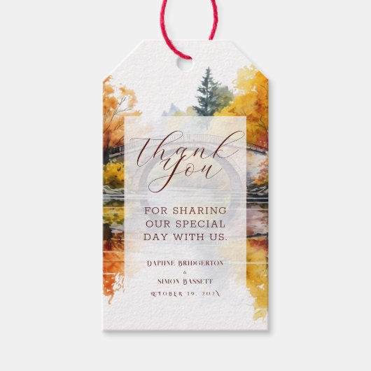 Herfst Bos Bruiloft Cadeaulabel (Voorkant)