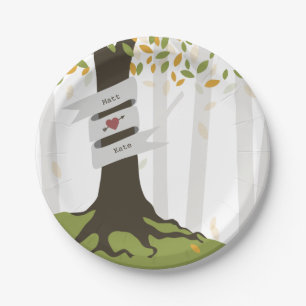 Herfst bos bruiloft papieren bordje