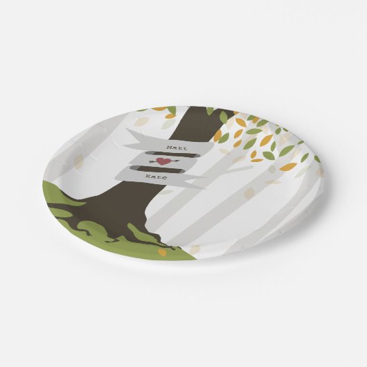 Herfst bos bruiloft papieren bordje (Gekanteld)