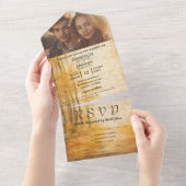 Herfst Bos Cream Achtergrond Foto Website E-mail All In One Uitnodiging (Afscheurbaar)