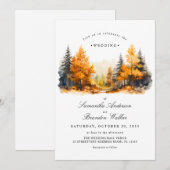 Herfst bos, dennenbomen trouw uitnodiging (Voorkant / Achterkant)